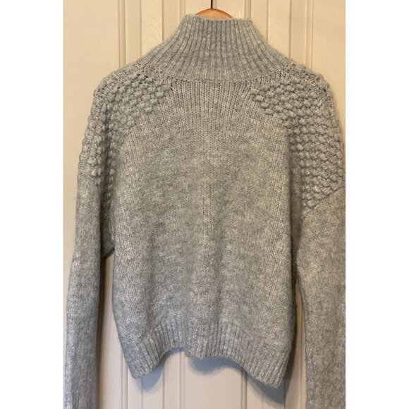 Free People Gray Chunky Knit Mock Neck Sweater Women’s L Acrylic Cozy Pullover - Picture 7 of 7